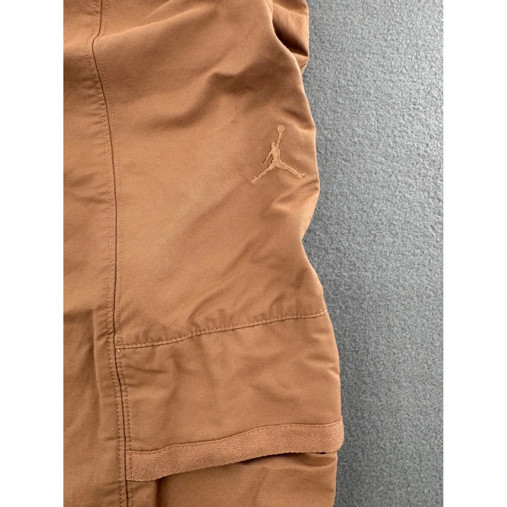 Jordan Cargo Pants Mens Large Tan Woven Drawstring Jumpman Logo Pockets Utility